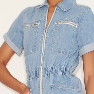 NWT Pretty little thing blue wash denim romper